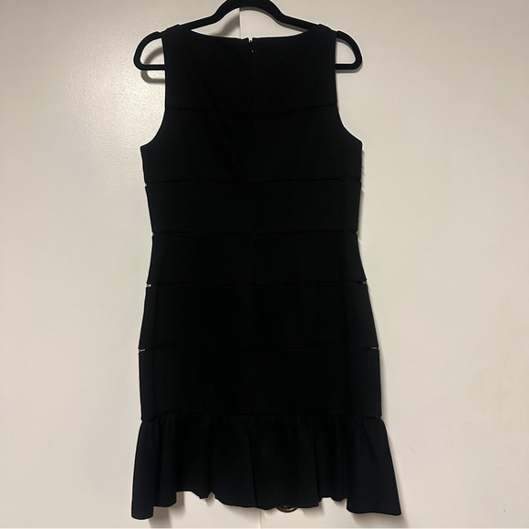 Ann Taylor Sleeveless Black Sheath Dress Lined eyelet details Size 8 - Picture 7 of 7